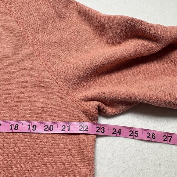 MADEWELL Women Telluride Pullover Sweater SZ M Salmon Crop Boxy 3/4 Sleeve 57-7 - Picture 7 of 9